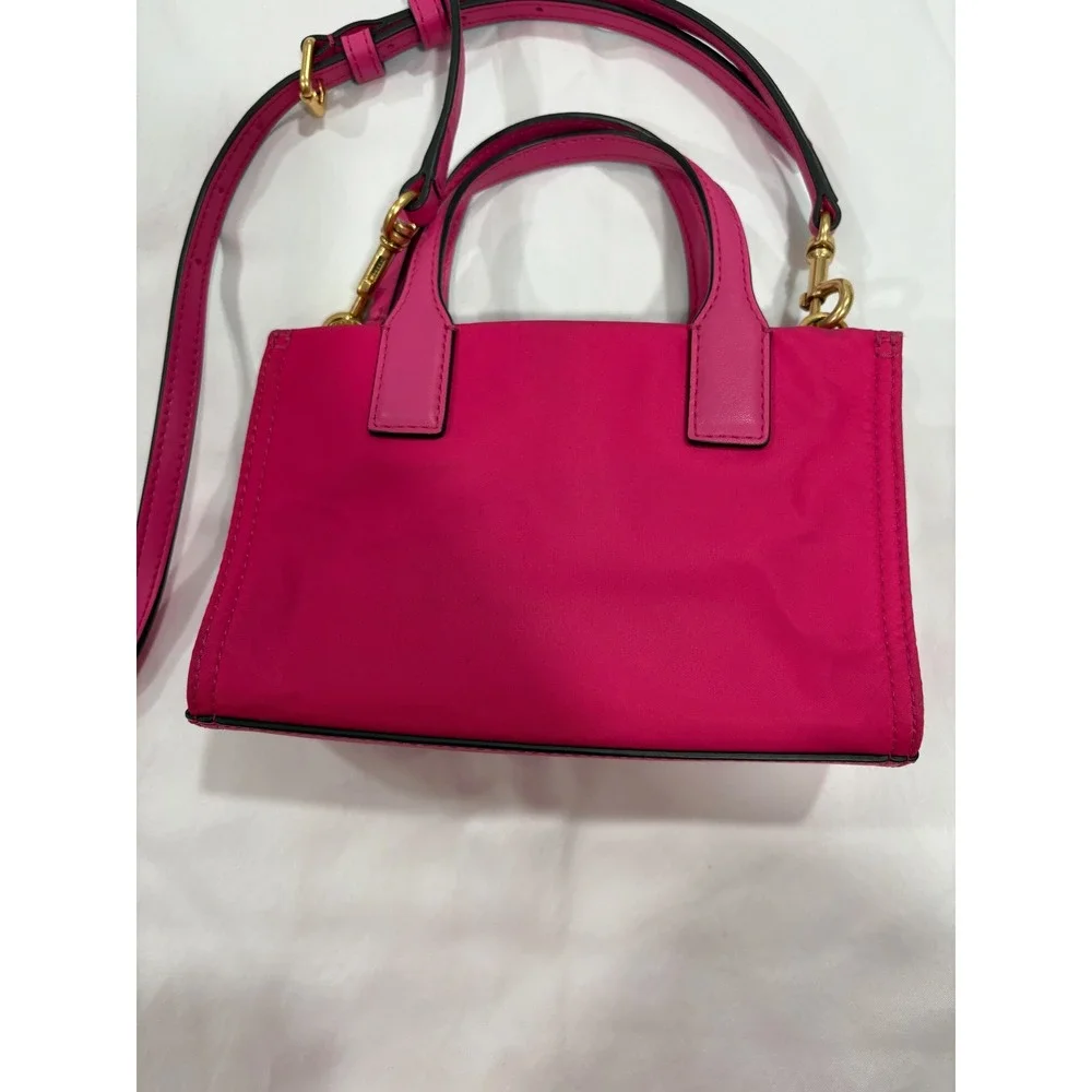 Tory Burch Ella Mini Nylon Tote Bright Pink Hot Small Crossbody Zip Top